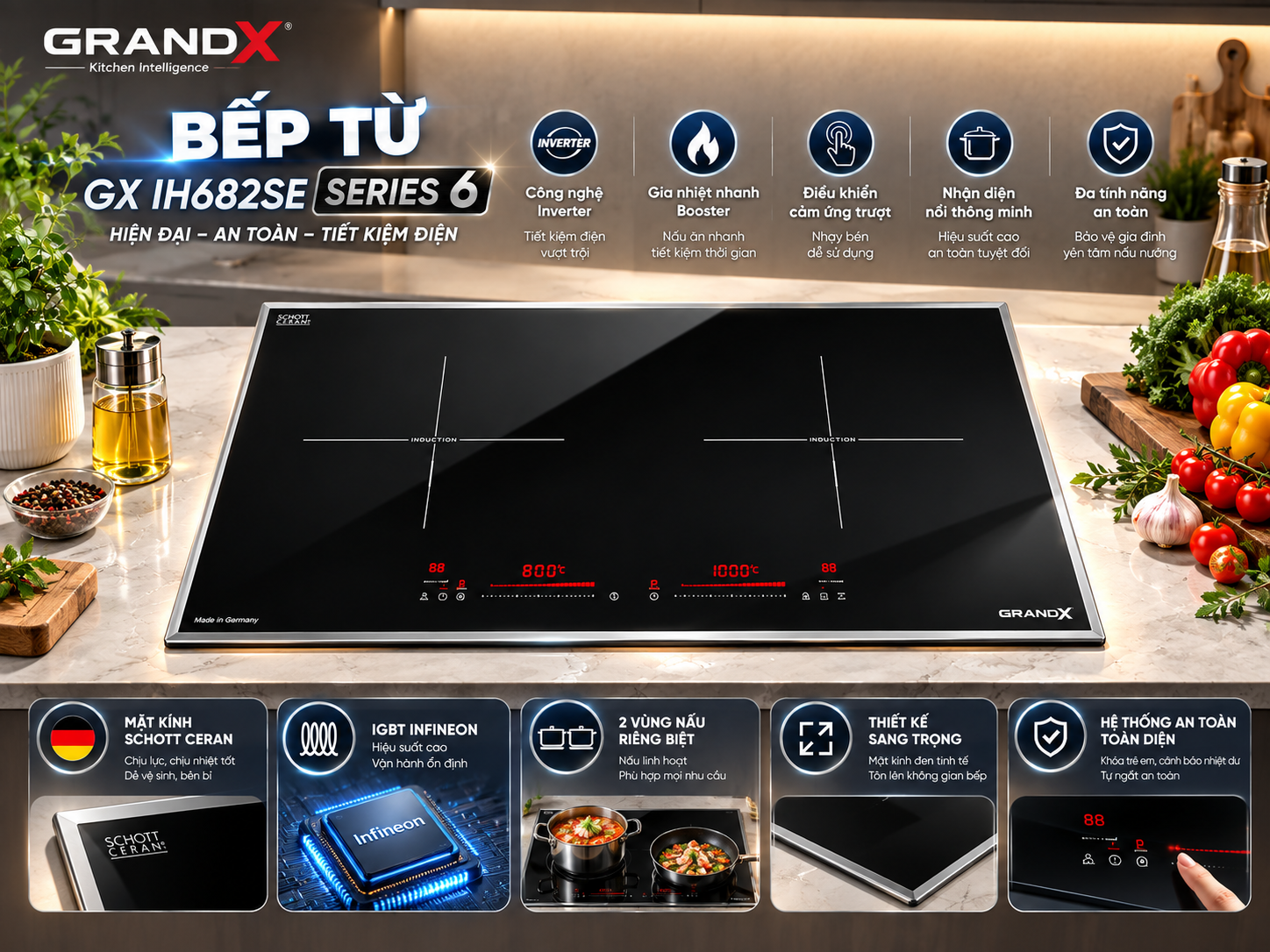 Bếp từ GX IH682SE Series 6