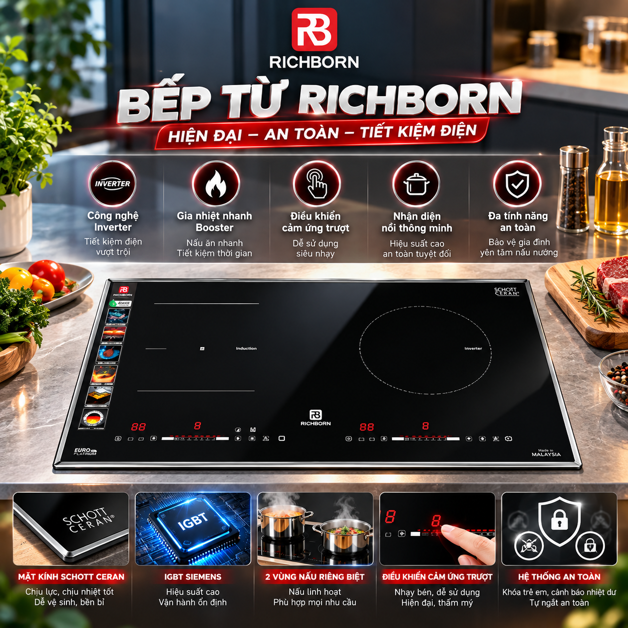 Bếp Từ Hồng Ngoại Richborn RI7343H28M